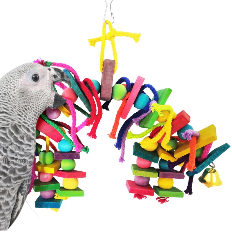 SunGrow Parrot Toy, Medium Chewing Bird Toy for Parakeet, Colorful Chew Toy for Cockatoos African Grey Macaws and Amazon Parrots - Image 1